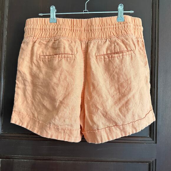 ATHLETA | Cabo Peach Coral Linen Cuff Leg Shorts Pull-on | Size 10 - Picture 5 of 5